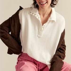 We the free Camden Henley Sweatshirt in Optic White